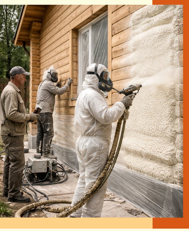 Утепление дома из бруса ППУ в лесном от 4002 руб/м2 под ключ | ТепломастерЛсн