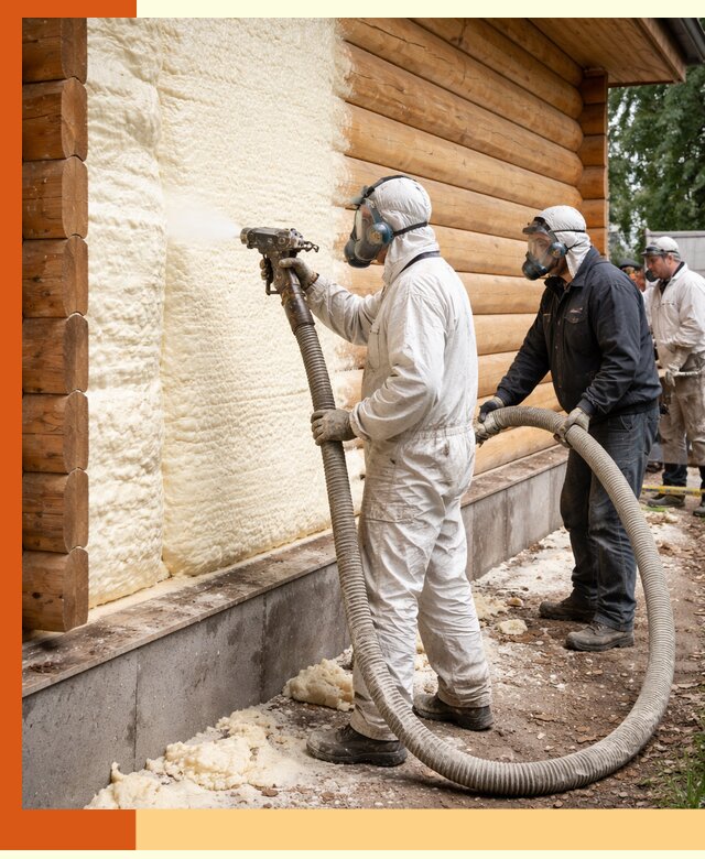 Утепление дома из бруса пенополиуретаном в лесном