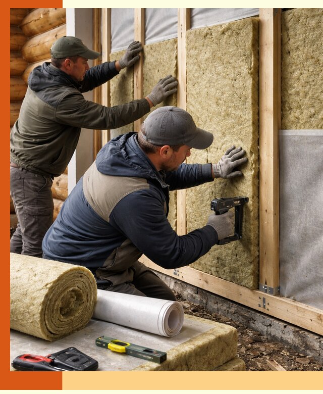 Утепление бревенчатого дома под ключ в лесном