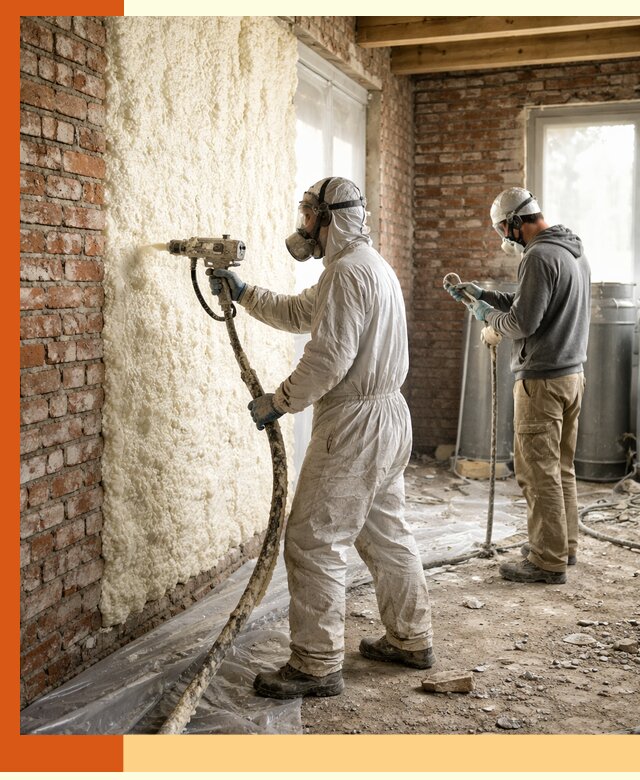 Утепление кирпичного дома пенополиуретаном в лесном