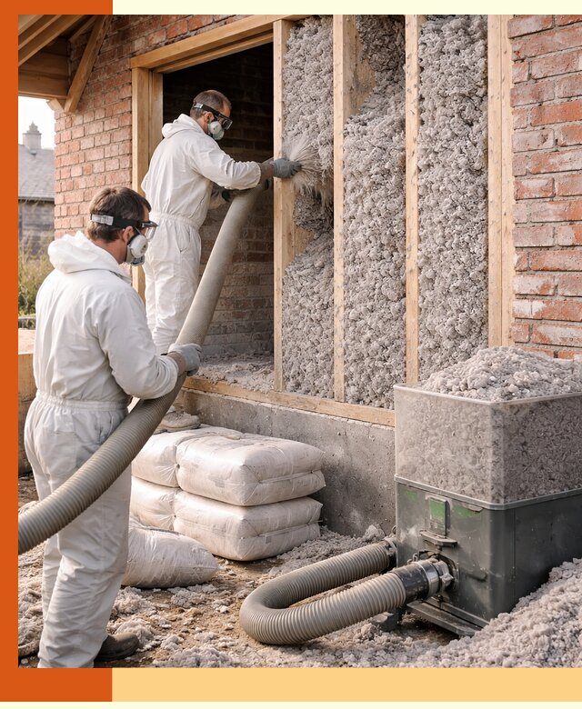 Утепление кирпичного дома эковатой в лесном