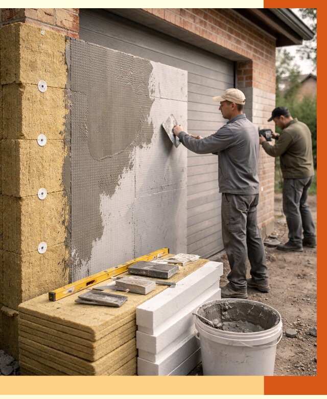 Утепление гаража снаружи в лесном от 4366 руб. за м2 — наружное утепление под ключ | ТепломастерЛсн