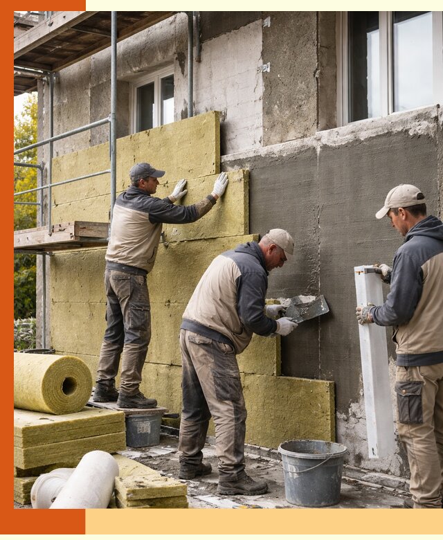 Утепление фасада зданий и домов в лесном