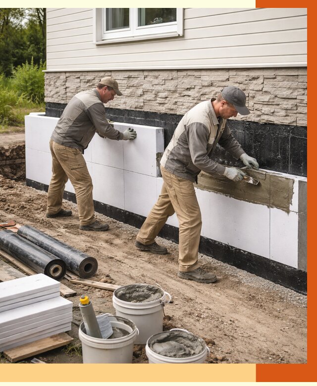 Утепление фундамента снаружи в лесном от 4366 руб. за м² | ТепломастерЛсн