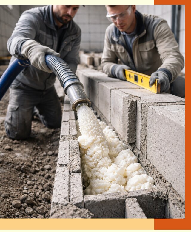 Заполнение колодцевой кладки ППУ в лесном от 4366 руб. за м2 | ТепломастерЛсн