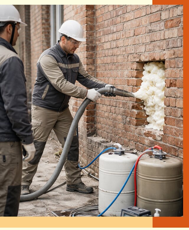 Заливка ППУ в пустоты кирпичной стены в лесном от 2859 руб. | ТепломастерЛсн