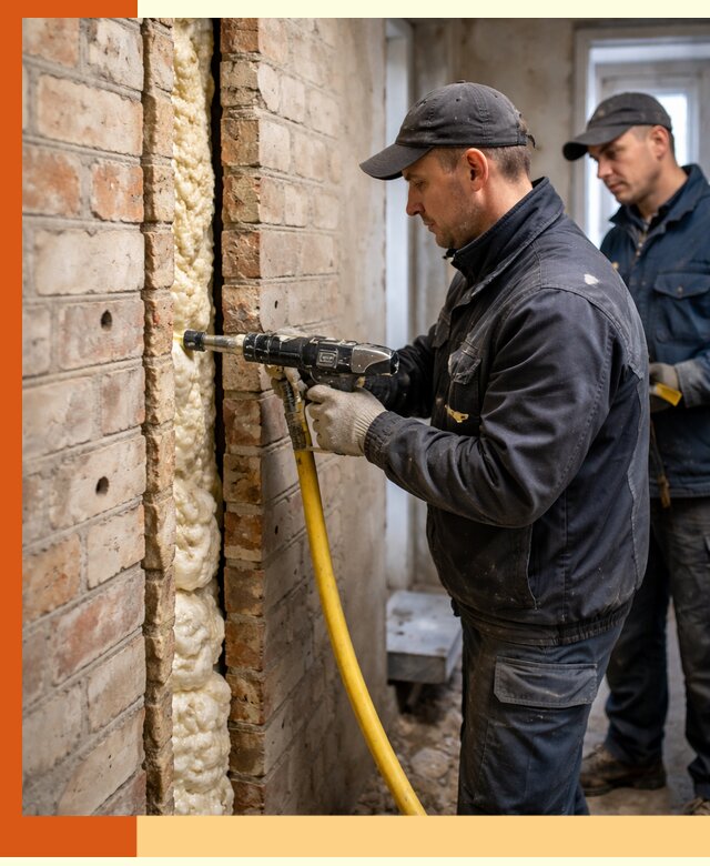 Межстеновое утепление пенополиуретаном в лесном