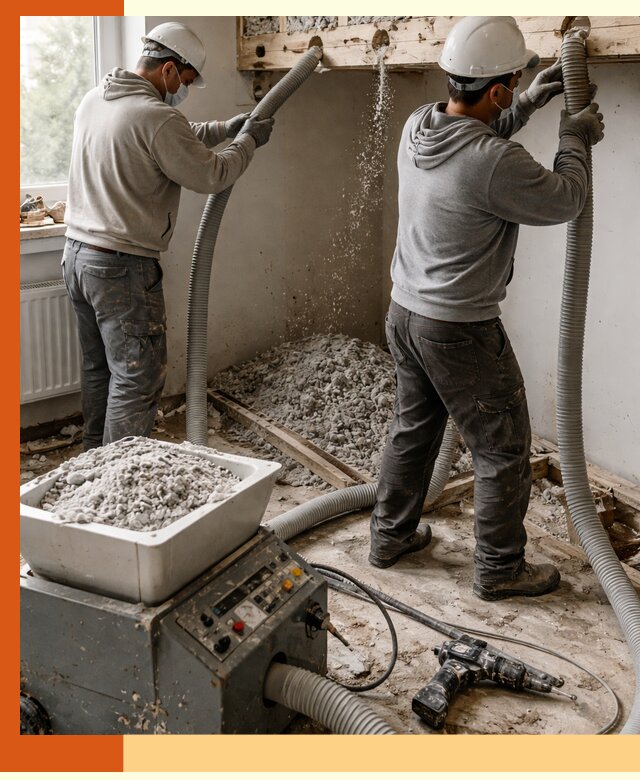 Заполнение пустот перекрытий пеной и наполнителями в лесном