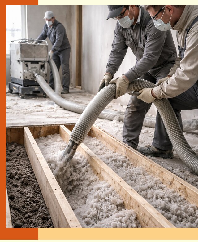 Заполнение полостей межэтажного перекрытия в лесном эффективно и герметично