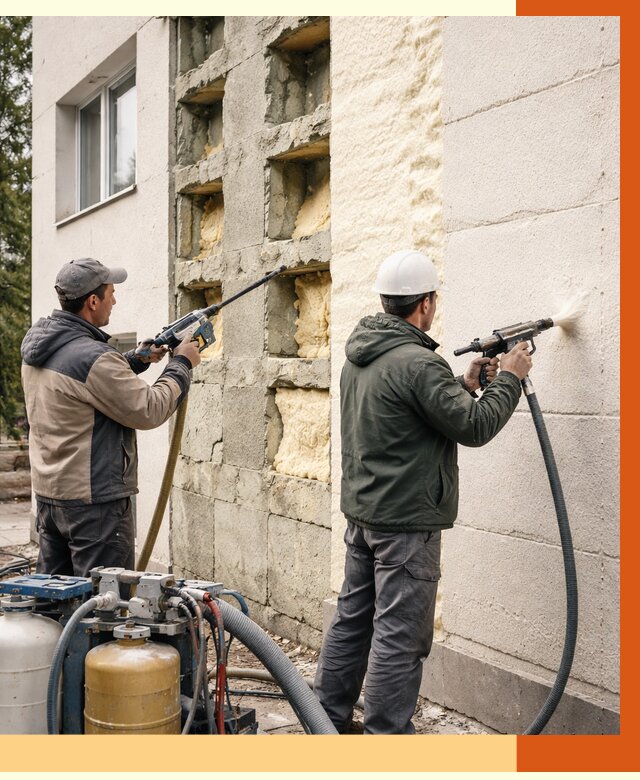 Заполнение пустот фасада в лесном от 4678 руб. — утепление пустот облицовки | ТепломастерЛсн