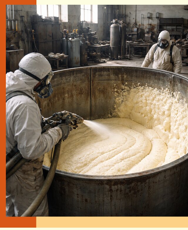 Заливка ппу в емкости с полной изоляцией и герметизацией в лесном