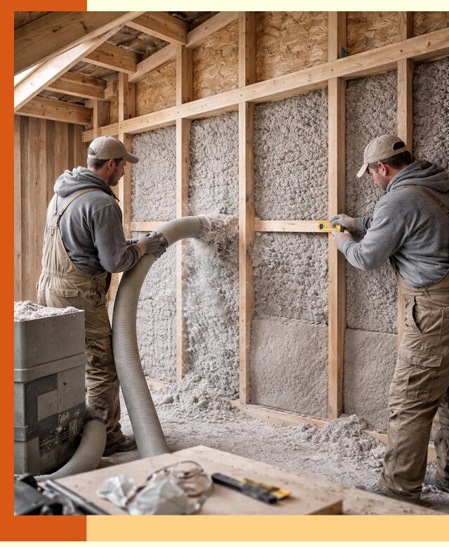 Утепление эковатой стен, потолков и перекрытий в лесном