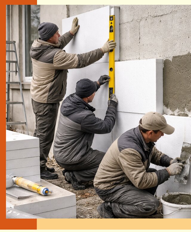 Утепление пенопластом наружных стен и фасадов в лесном