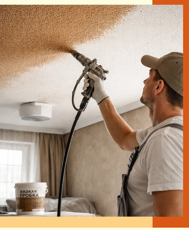 Утепление потолка жидкой пробкой в лесном от 3638 руб. | ТепломастерЛсн