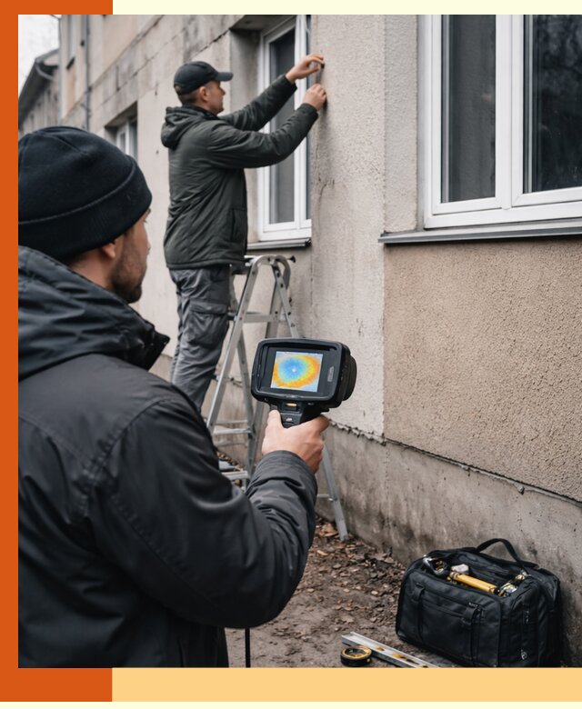 Тепловизионное обследование фасада в лесном для выявления дефектов
