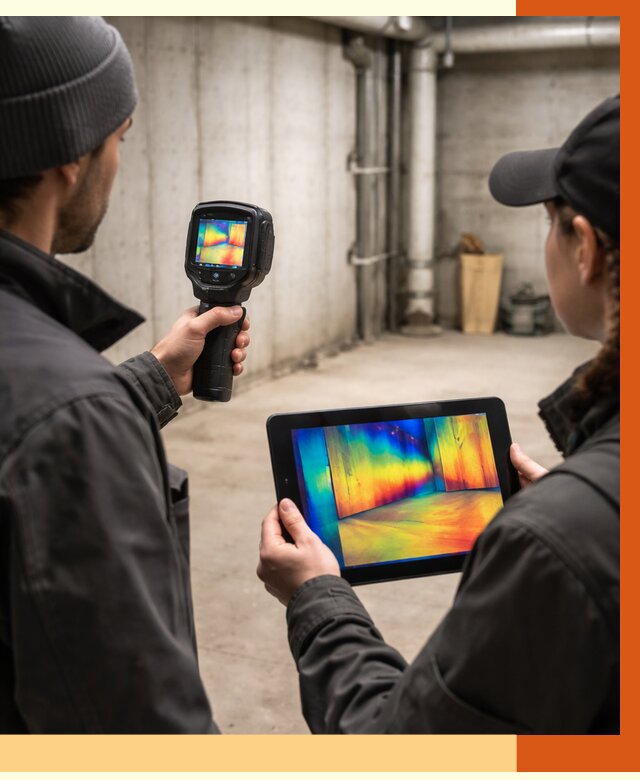 Тепловизионное обследование подвала в лесном от 4678 руб. — проверка гидроизоляции | ТепломастерЛсн