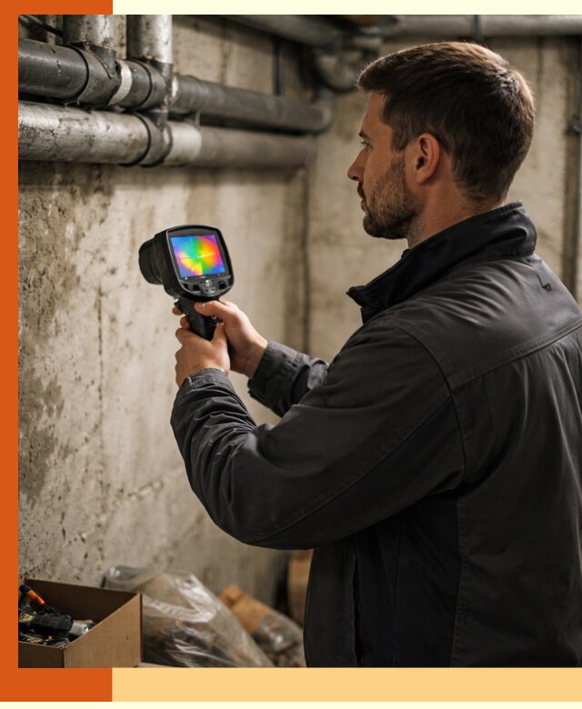 Тепловизионное обследование подвала в лесном для поиска утечек тепла
