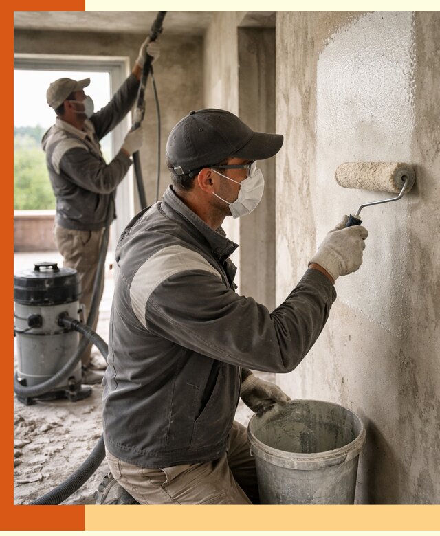 Подготовка поверхности под напыление утеплителя в лесном