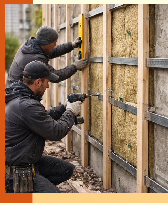 Монтаж обрешетки под утепление зданий и квартир в лесном